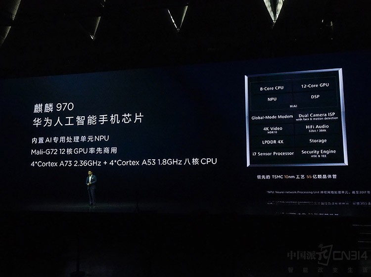 ��������970оƬ��������4����ƵΪ2.36GHz�ĸ����ܺ˺�4����ƵΪ1.8GHz�ĸ�Ч�ܺ���ɣ�����AIר�ô�����ԪNPU��