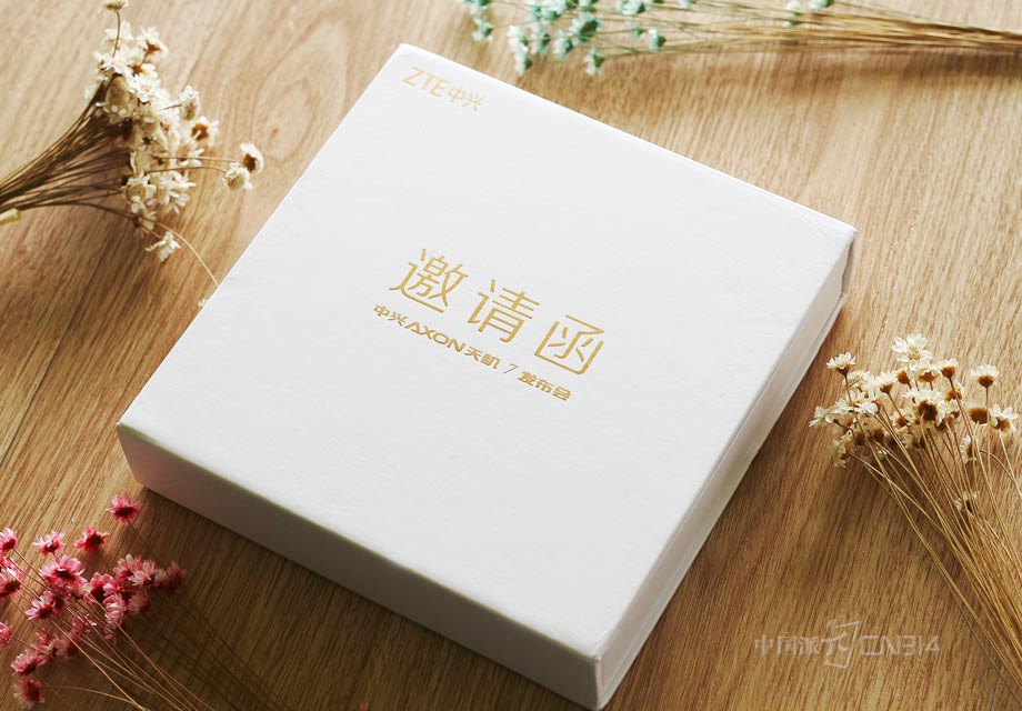 axon天机7邀请函的包装,白底金字,非常的简洁明了.