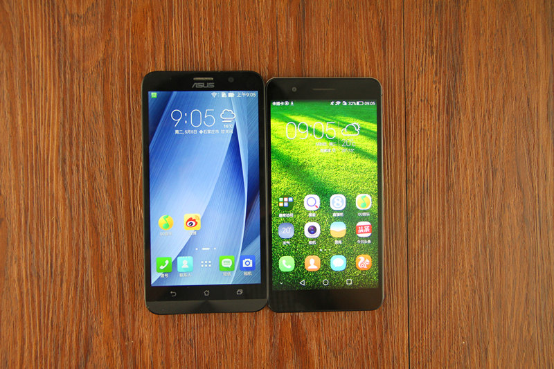 特立独行? 华硕ZenFone2对比荣耀6Plus 正面.JPG