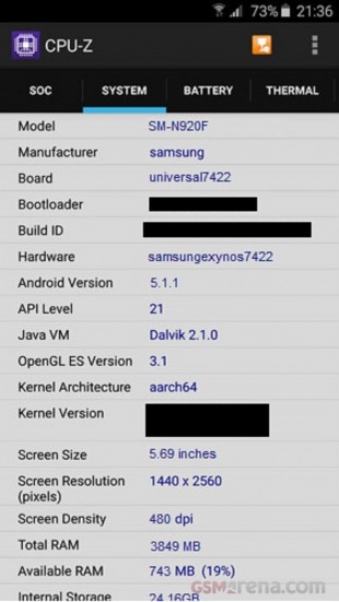 三星Galaxy Note 5继续曝光:Exynos 7422处理器