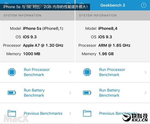 iPhone 5S��SE���ܶԱȣ�2GB�ڴ泬��