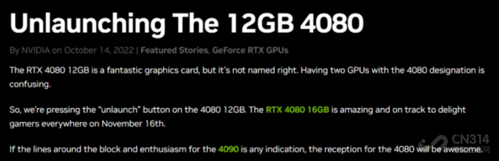用户骂声不断 英伟达取消RTX4080 12GB